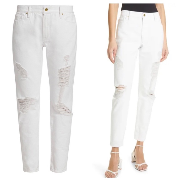 FRAME NWOT Le Garçon Straight Leg Distressed Rolled Cuff Boyfriend Jeans SZ 25 - Picture 3 of 15